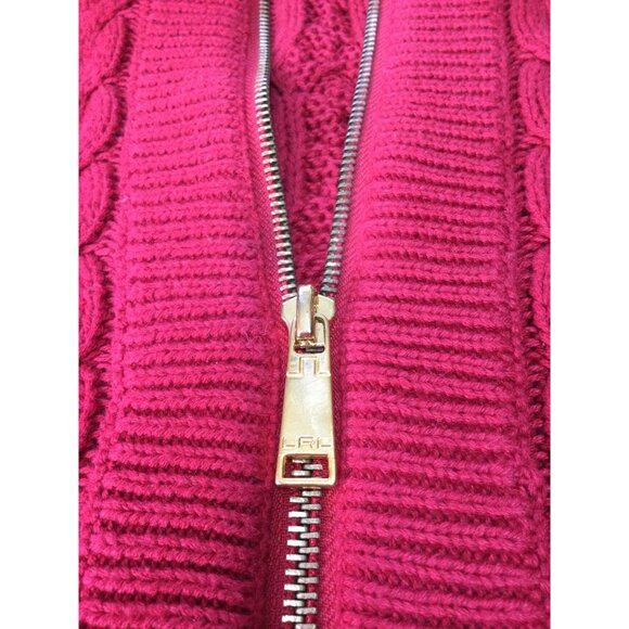 Ralph Lauren Red Cable Knit Sweater Full Zip Cardigan Womens 2X Old Money Preppy - Picture 10 of 10